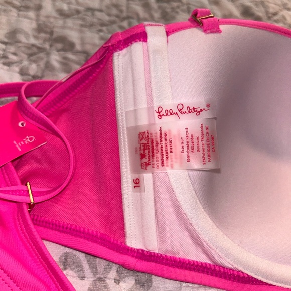 NWT Lilly Pulitzer 16 Plumeria Pink LEVEN TOP & LAGOON HIPSTER Bikini - Picture 5 of 6